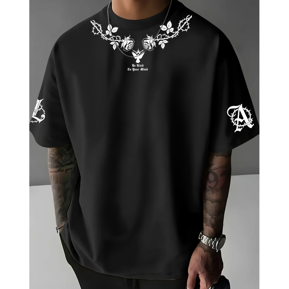 Camiseta Oversized Masculina Estampa Gótica Tribal Streetwear Street Style Unissex camiseta larga estilosa, camiseta hip