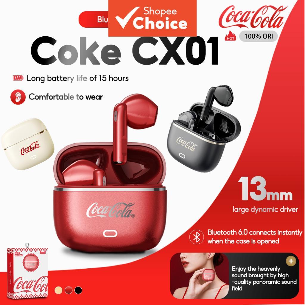 Fones de Ouvido Coca-Cola CX01 Bluetooth 6.0, Intra-Auriculares com Som Envolvente em HiFi, Graves Estéreo, Microfone e