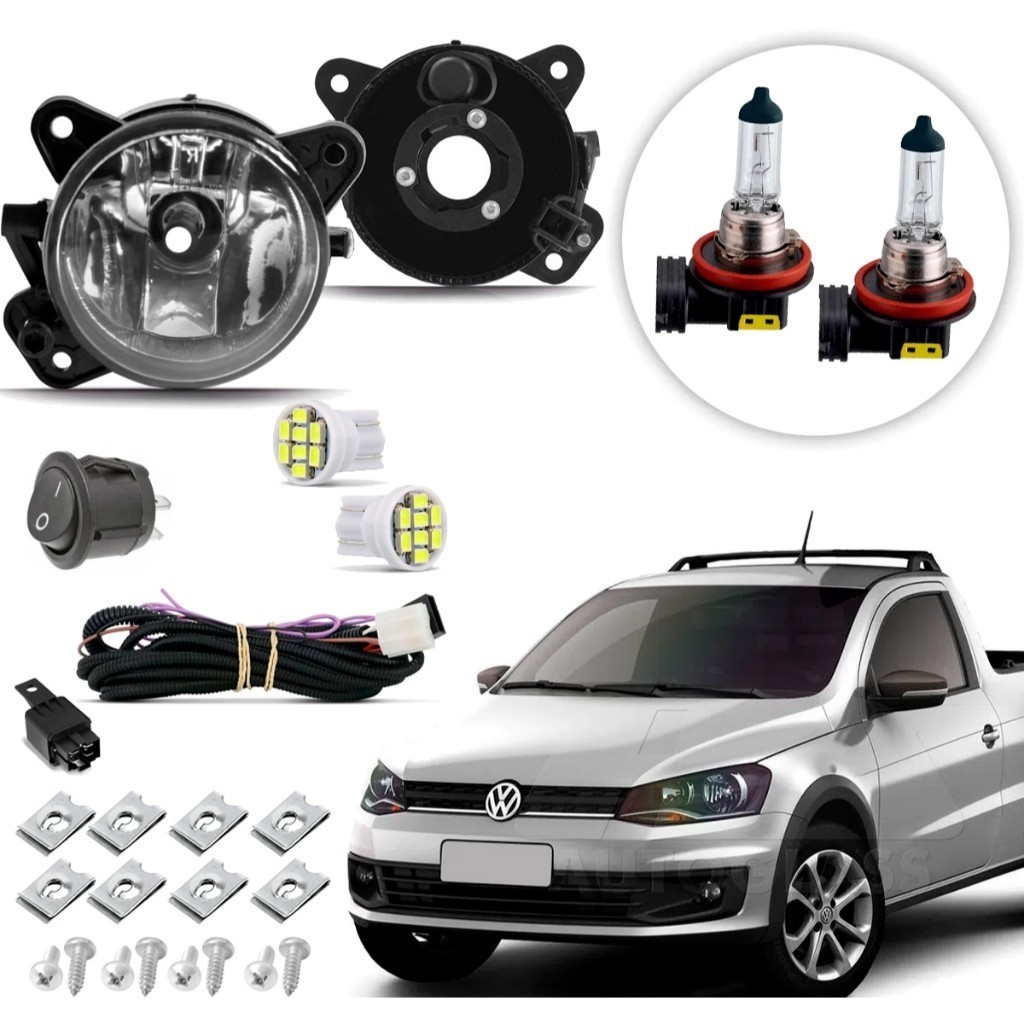 Kit de Farol de Milha Neblina Auxiliar Farolete Cibie Volkswagen Saveiro G6 2013 14 15 16