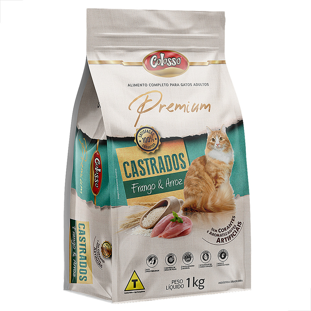 Ração Para Gato Castrado Racao Colosso Premium Frango Arroz 1kg