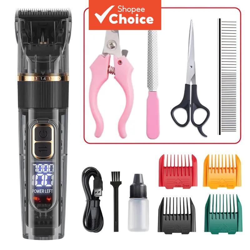 Clippers Elétricos Para Animais De Estimação Cães Gatos Lâmina Cerâmica De Titânio Silencioso USB Recarregável