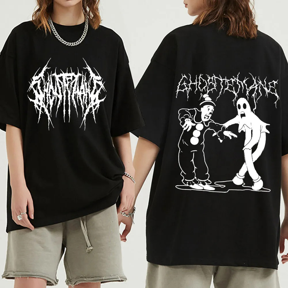 Camiseta Oversized Unissex Casual Confortável 100% Algodão Modelo "Ghostman" Novidade para Academia