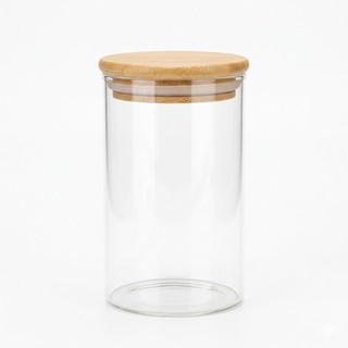 Pote Hermético de Vidro 300ml Com Tampa em Bambu Açúcar Sál Grãos