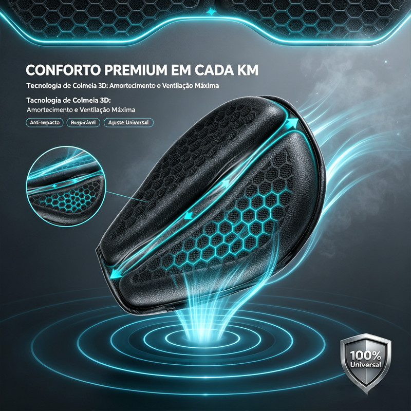 Almofada Universal De Gel Para Assento De Motocicleta Estrutura Alveolar 3D De lta Elasticidade