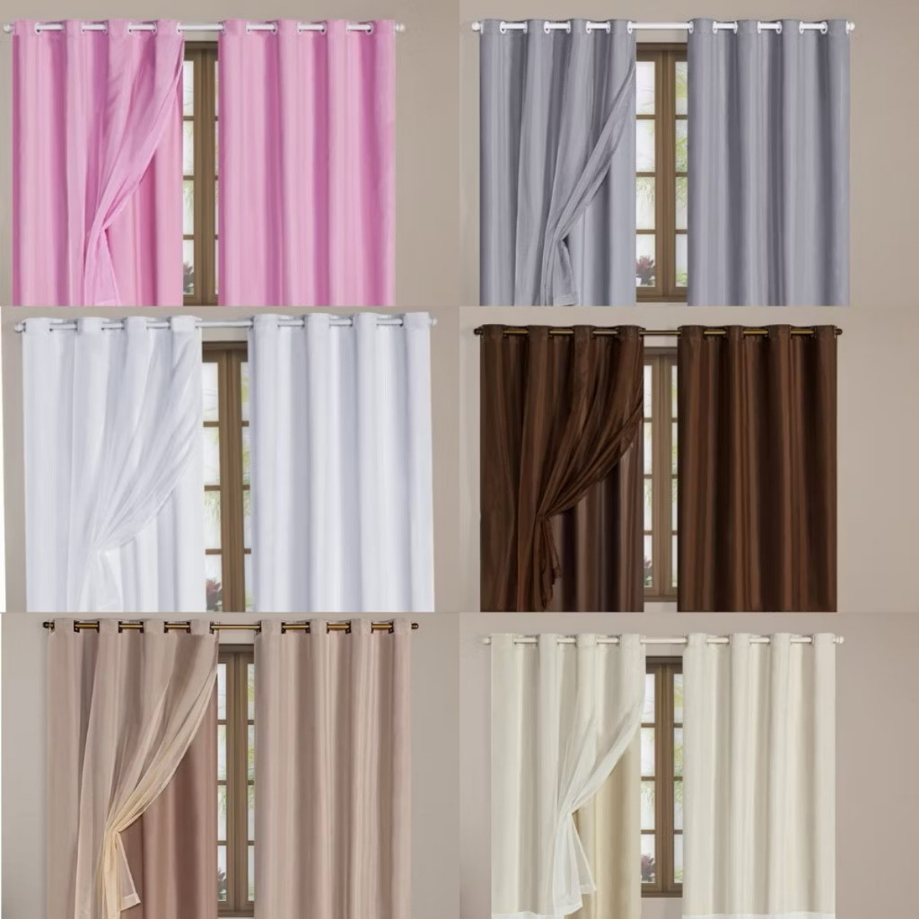 Detalhes do Cortina Blackout Blecaute com Voil Liso 1 Parte (1,40m x 1,80m)