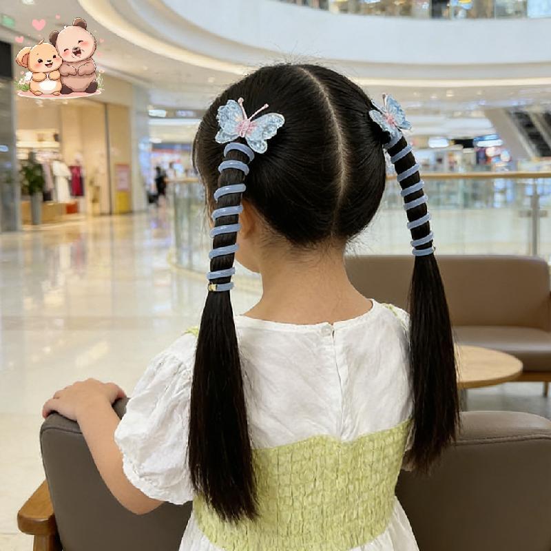 Laço De Cabelo Borboleta 3D Estilo Vintage , Bobina Espiral , Linha Telefônica , Faixa , Alta Elasticidade , Sem Rastros