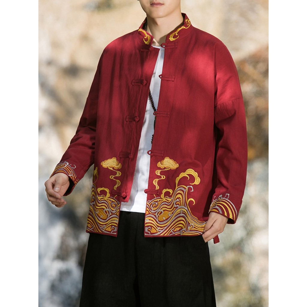 Novas roupas masculinas chinesas primavera outono estilo chinês jaqueta padrinhos roupas jovens roupas de montan
