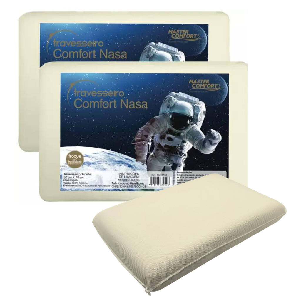 Kit 2 Travesseiros Viscoelástico Master Comfort Nasa Sono 50x70cm em Oferta na Shopee