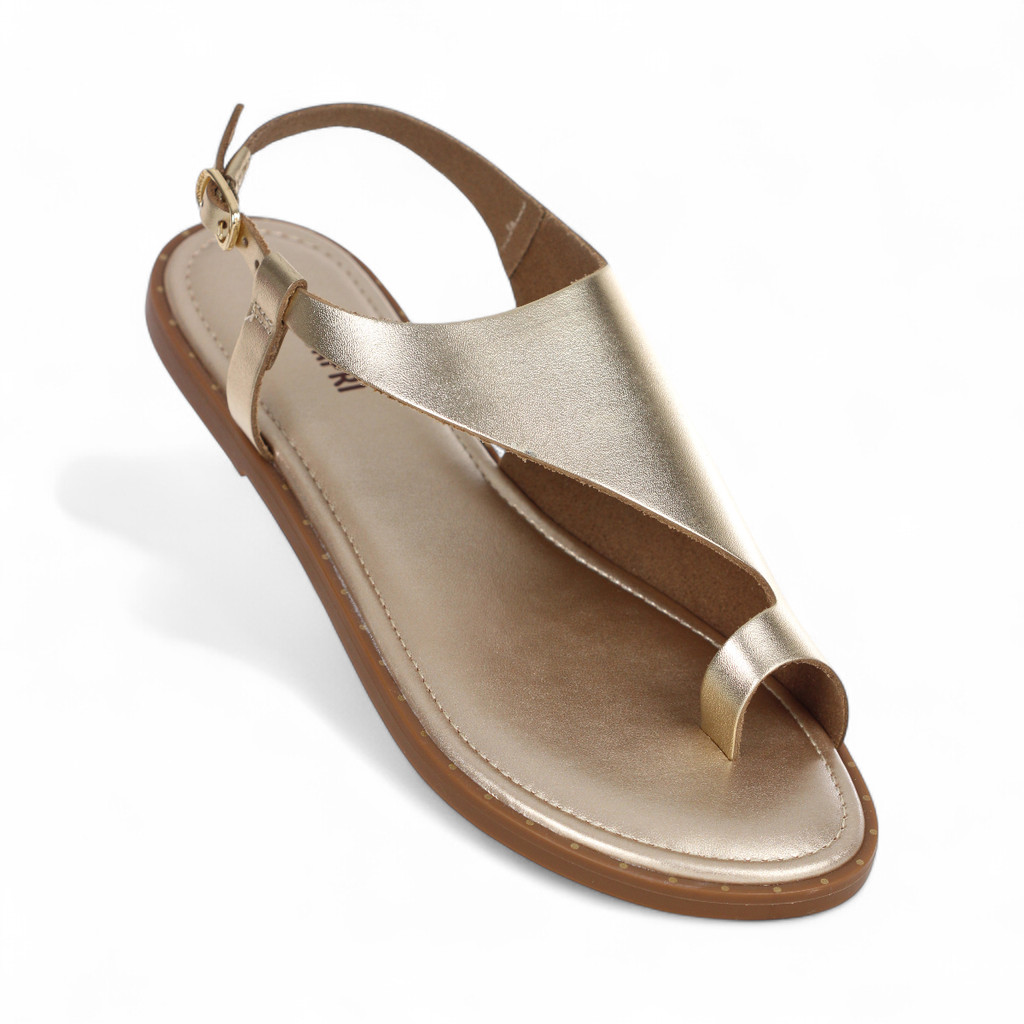 Sandália Rasteira Anacapri Tira Irregular Dourado - Feminino em Oferta na Shopee