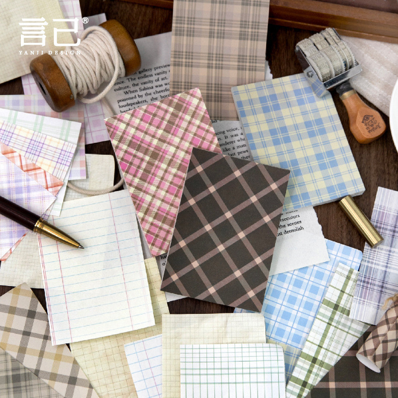 40 Peças Padrão Xadrez Conjunto De Papel Para Scrapbook Vintage Artigos De Papelaria Estéticos Suprimentos Decorativo Ar