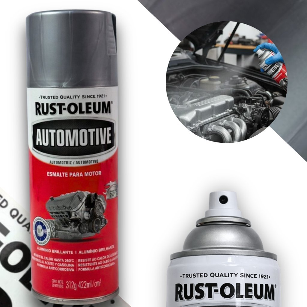 Tinta Spray Esmalte Alumínio Brilhante Motor 260ºC Rust Oleum