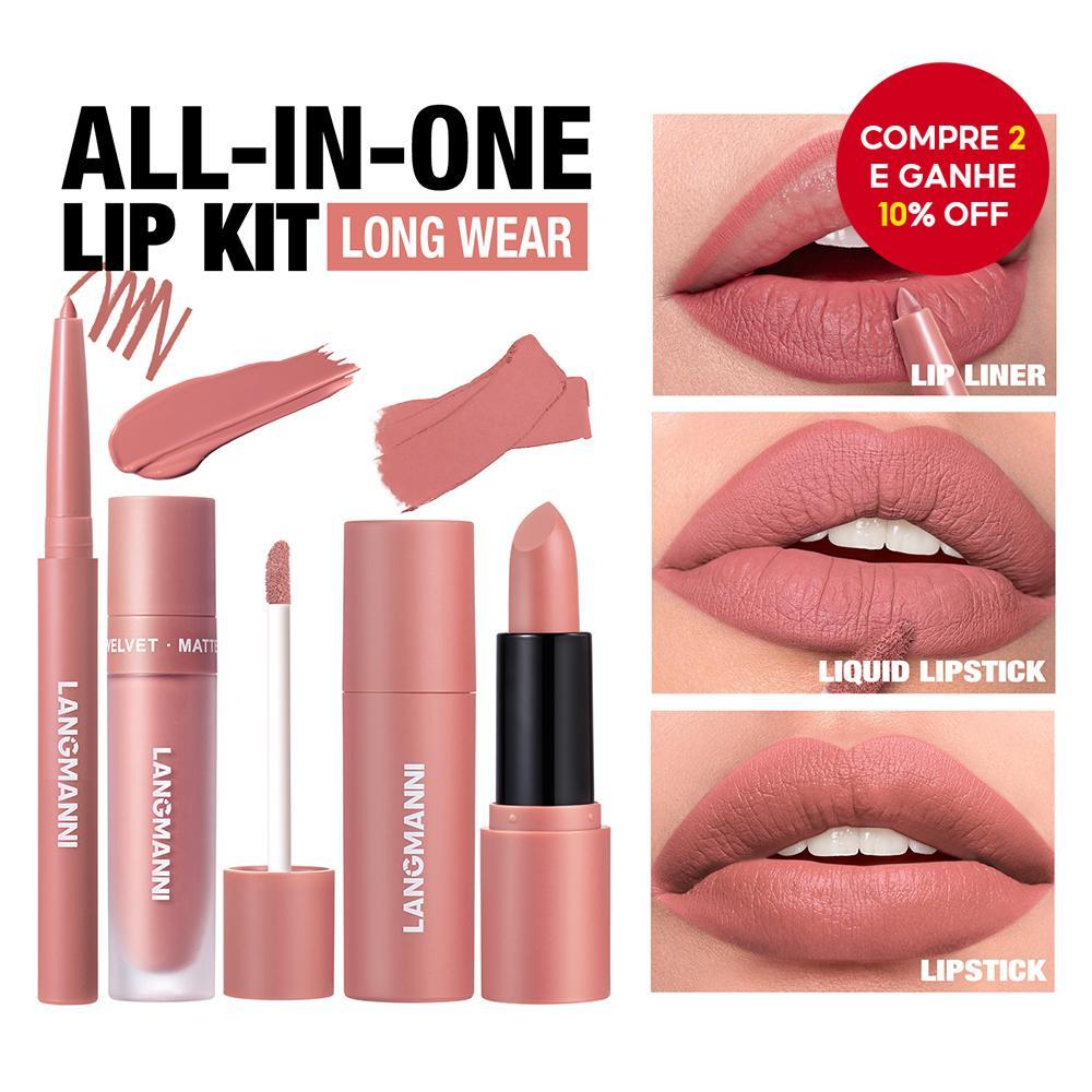 Novo Conjunto de Presente de Natal com Seis Cores - Lápis de Lábios + Batom Líquido + Bálsamo Labial, Atende a Diversos