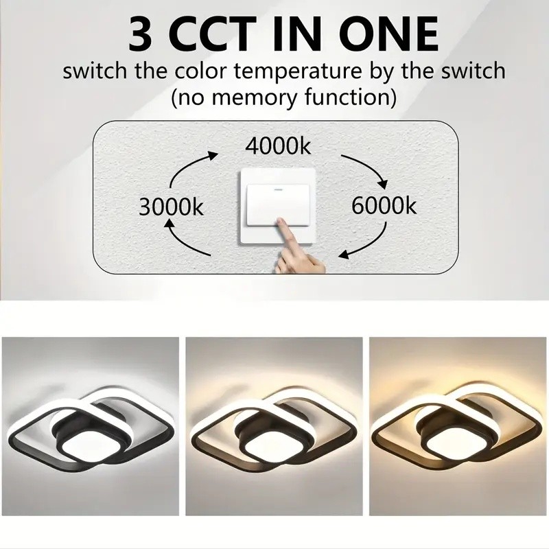 Luminária De Teto Led Moderna Plafon 3 em 1 Lustre para Quarto, Sala, Escritorio, Corredor, Cozinha