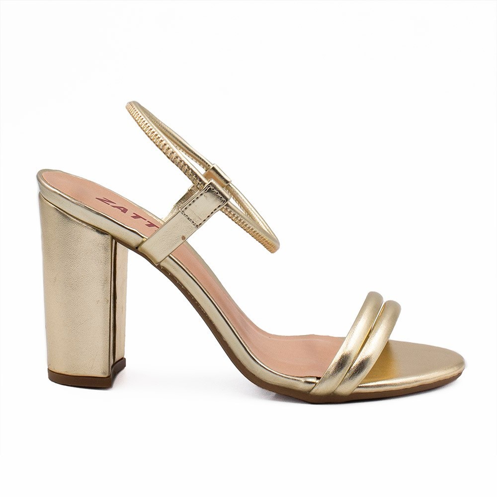 Sandália Zatta Salto Bloco  Tubinho Greice Dourado em Oferta na Shopee