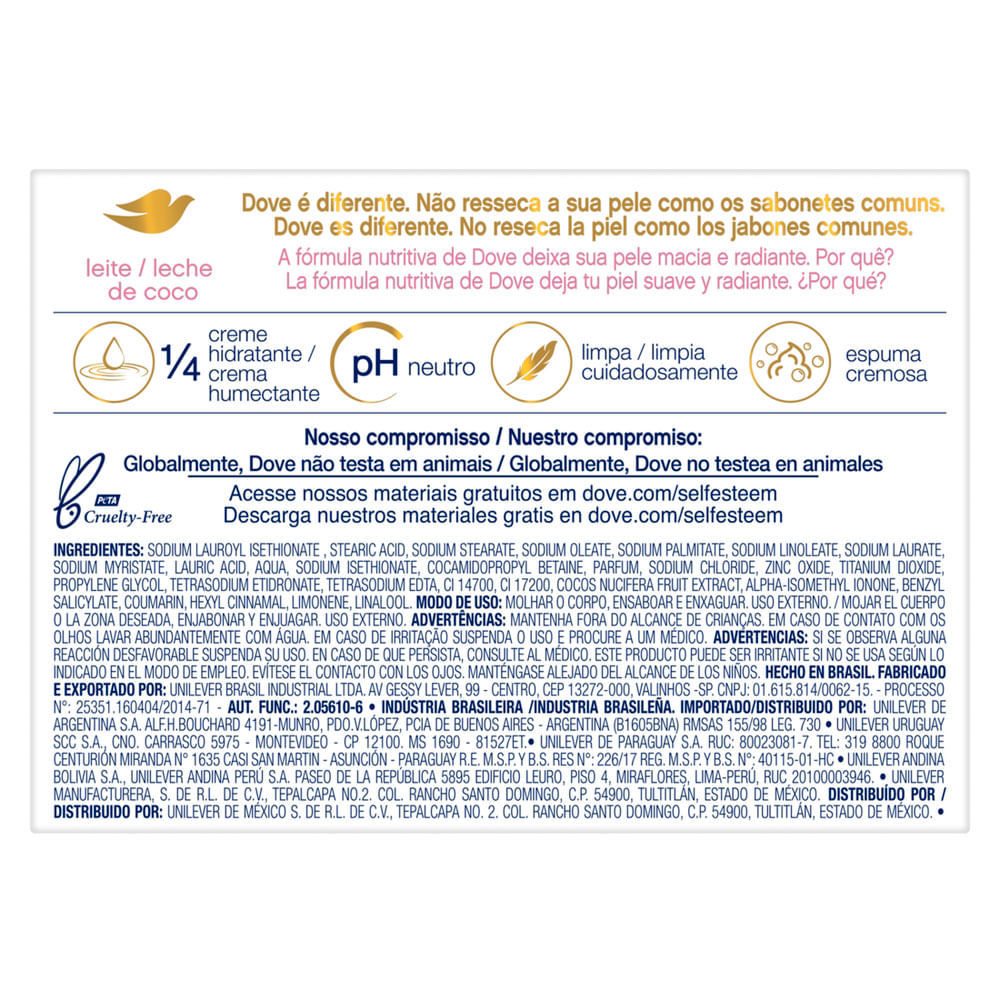Detalhes do Sabonete em Barra Dove Delicious Care Leite de Coco e Jasmim com 90g