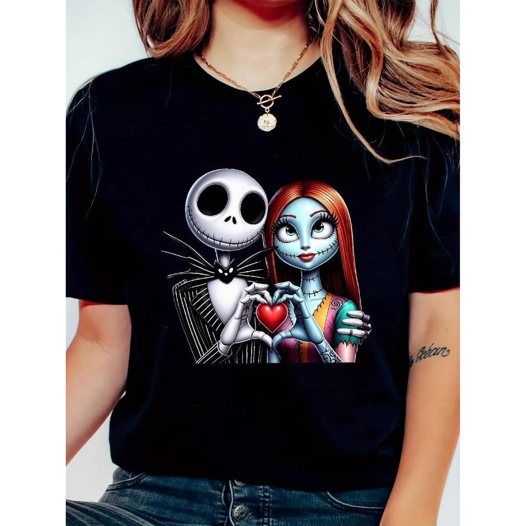 BR.Moonlight Camiseta Y2K Animação Jack Skellington Noiva Cadáver Gráfica Premium Confortável Estilosa Casual