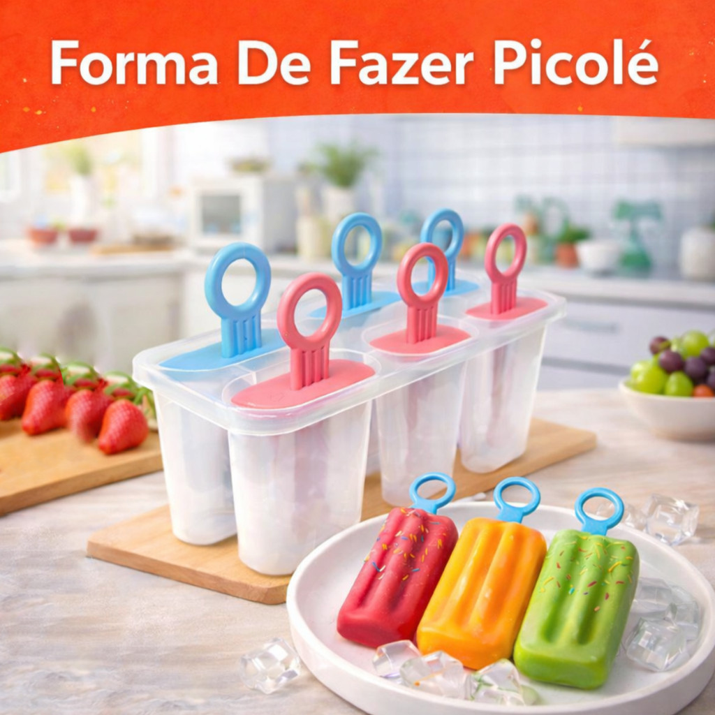 Forma De Picole Paleta Sorvete Palito Caseiro Forma Preparo Molde 6 Geladinhos
