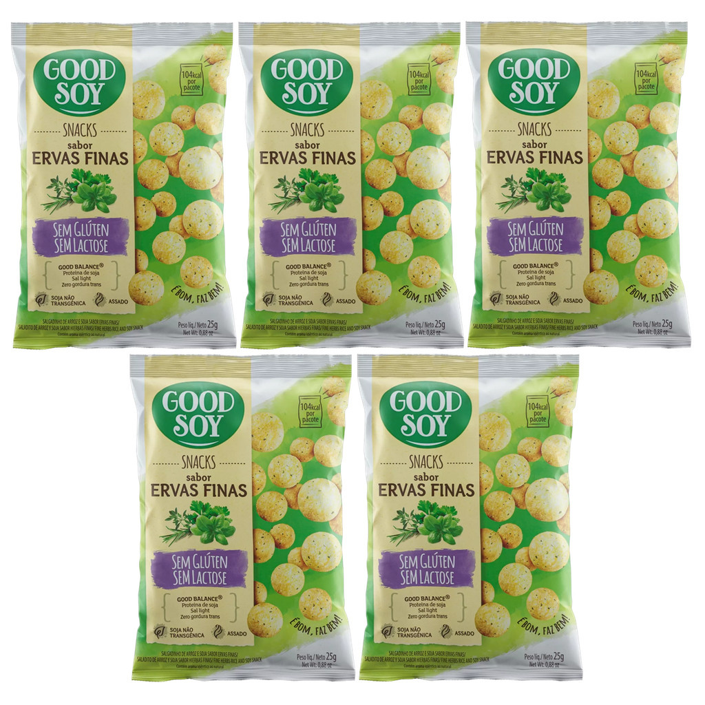 Snack De Soja Good Soy Sabor Ervas Finas 25g KIT C/5 UN em Oferta na Shopee