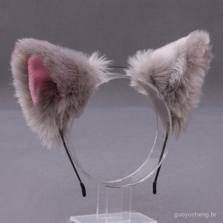 GLCHENG Tiara de pelúcia com orelhas de gato para festa de cosplay