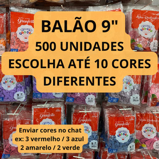 Balão Bexiga para Festa 9 polegadas 500 unidades Redondo Pic Pic 10 Pacotes