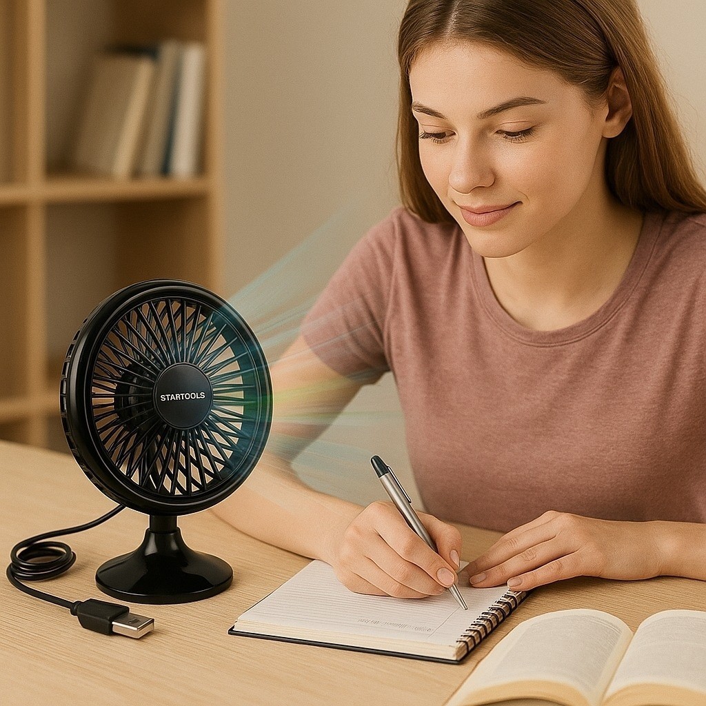 Mini Ventilador Preto USB Climatizador Pequeno Viagem