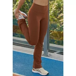 Calça Legging Fitness Flare Polo Wear Marrom Escuro