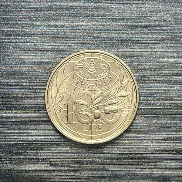 Itália, 100 Liras FAO de 1995, Moeda Comemorativa F.A.O. - FC, em excelente estado de conservação