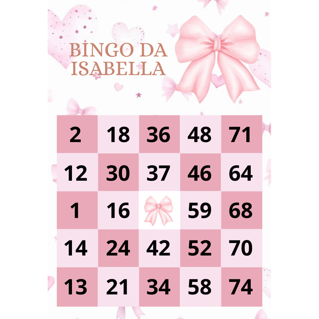 Bingo Chá de Bebê Personalizado com Nome Novos Temas| 1 a 75 | Impresso | 24/48/72/96/144/200 cartelas