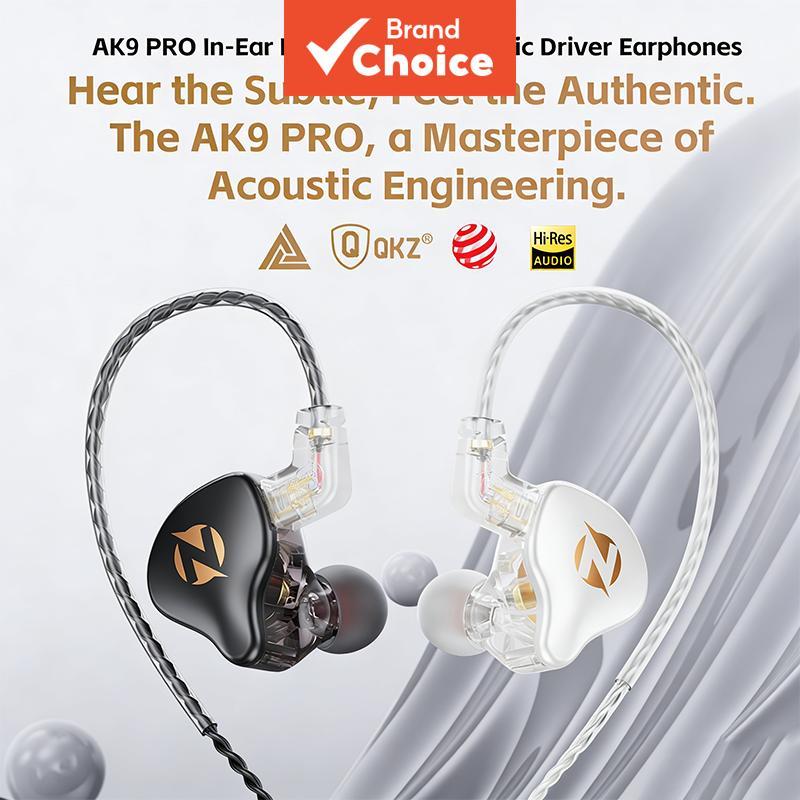 Fones De Ouvido AK9 Pro Com Fio HiFi De Grau De Monitoramento Drivers Dinâmicos Duplos Cabo Removível De 2 Pinos Cancela