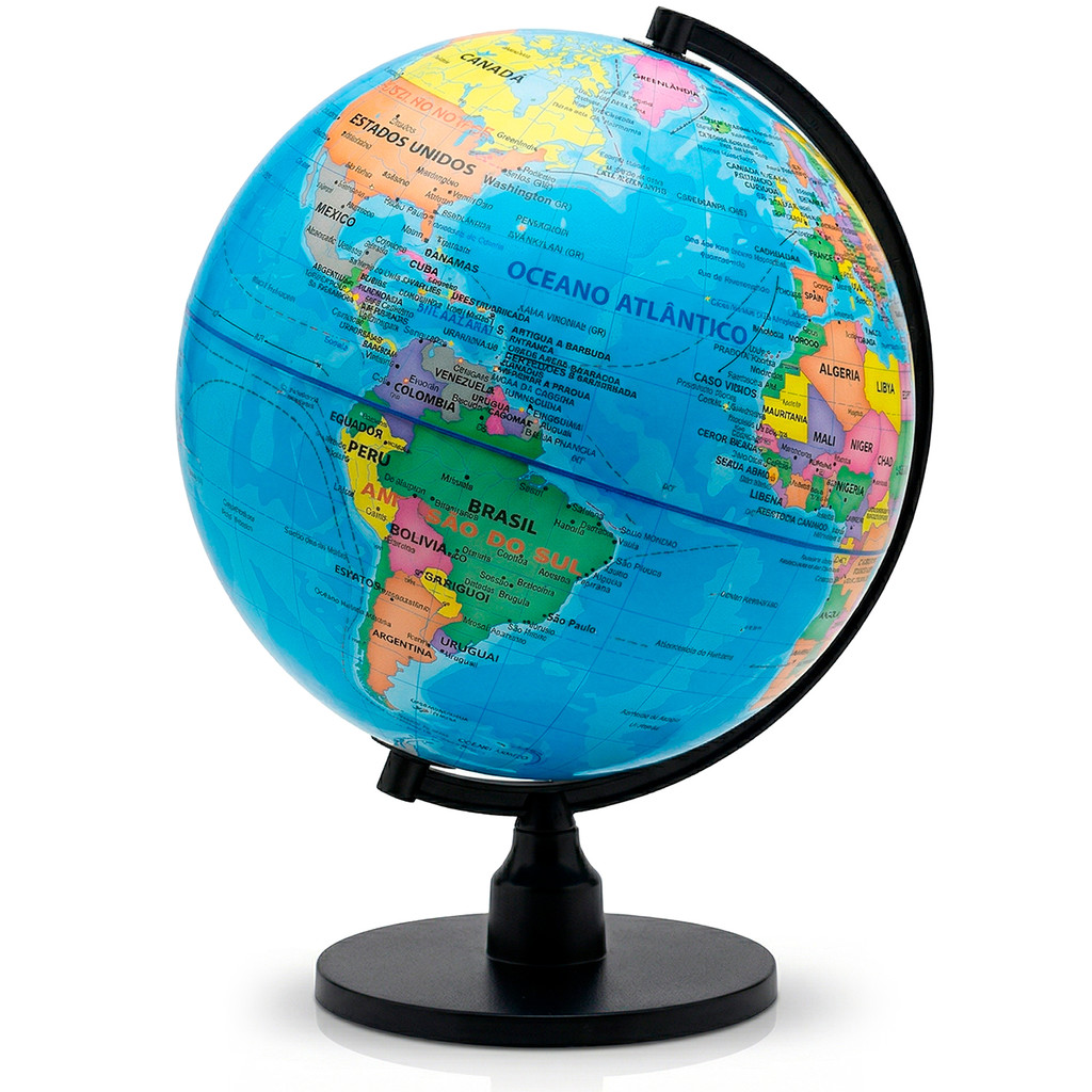 Globo Terrestre  Mapa Mundi Político Grande Giratório Escolar 32 Cm Para Decoração De Mesa