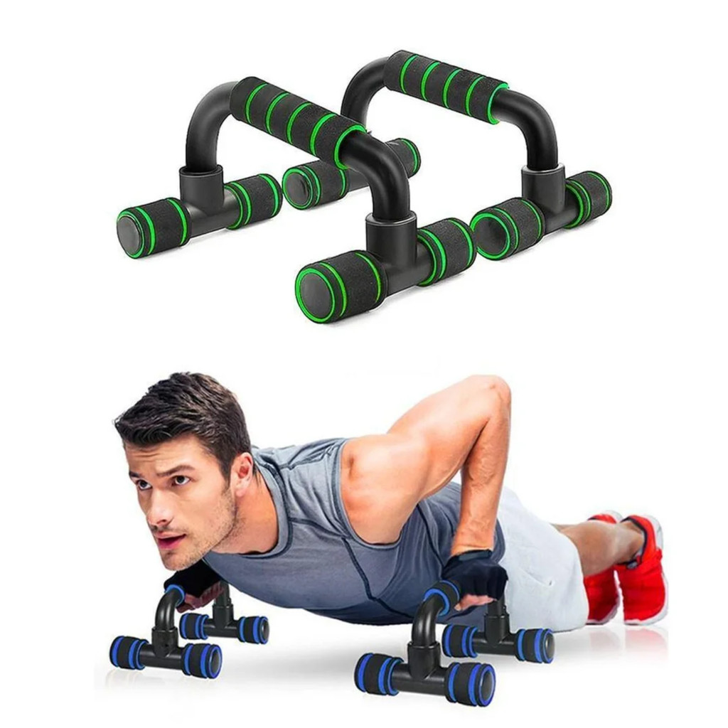Kit 2 Barra De Chão Apoio Para Flexão Ergonômica Exercício Fitness