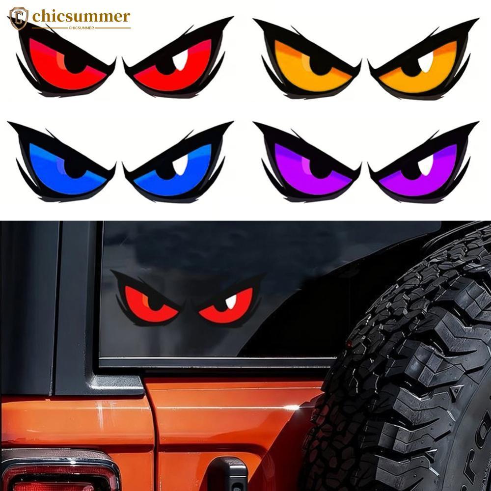 CHICSUMMER 1 Par De Adesivos De Mau Olhado , Decalque De Vinil À Prova D'água , Adesivo De Olhos Vermelhos E Amarelos Pa