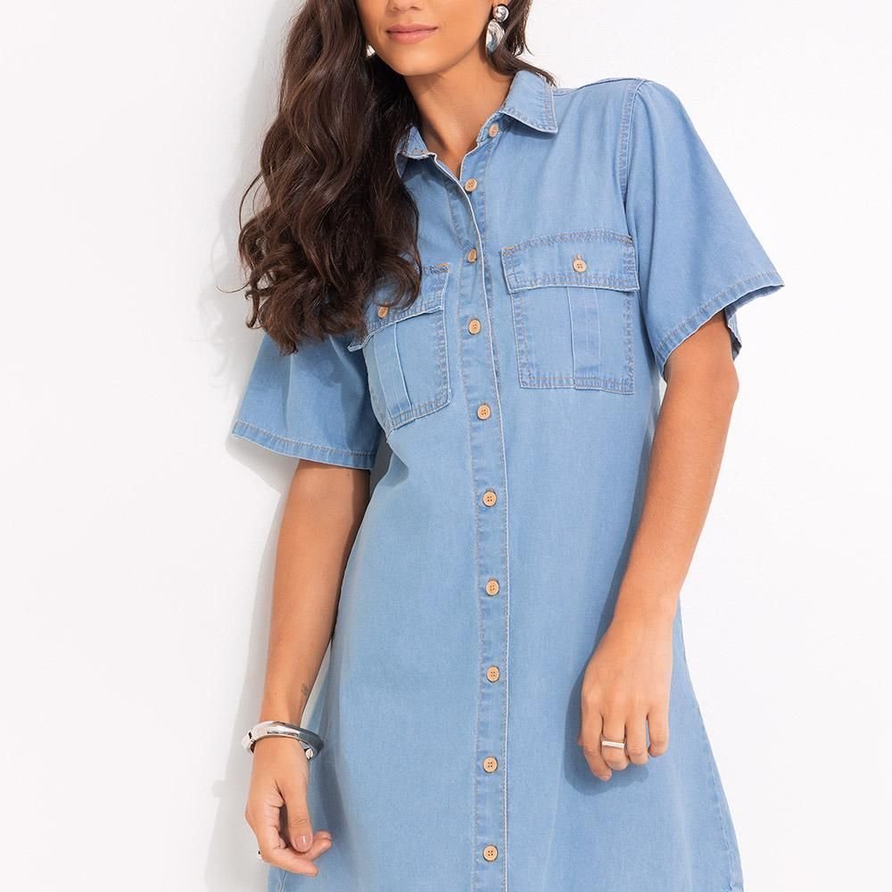 Vestido Em Jeans Leve Jeans Claro Quintess