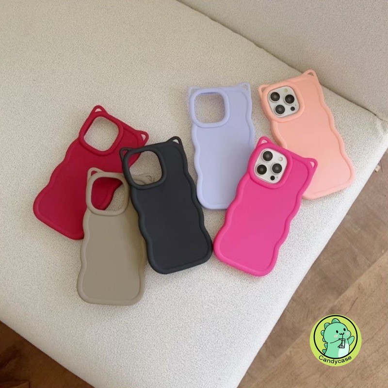Capa De Ondas 3D Com Orelhas De Gato Para Samsung Galaxy A73 A57 A56 A55 M55 F55 A54 A53 A52 A52S A51 A50 A50S A42 J7 Pr