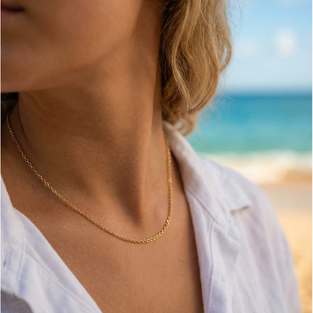 Colar De Corrente De Cabo De Aço Inoxidável Banhado A Ouro Vnox Para Homens, Joias De Moda Duráveis · foto 2