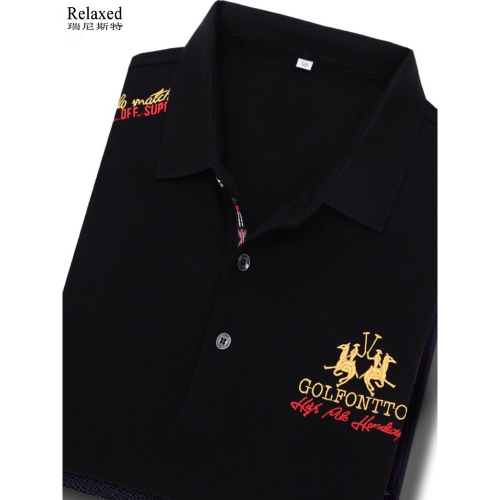 Camiseta masculina de manga comprida lapela Street Wear camisa POLO high-end masculino high-end bordado gola de algodão