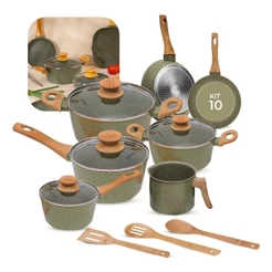 Jogo De Panelas Antiaderente Cerâmica Mimo Style 10 Peças Premium