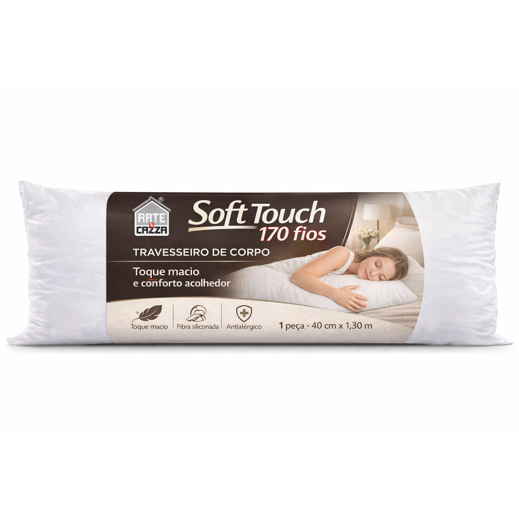 Travesseiro de Corpo 40cm x 1,30m Soft Touch Branco