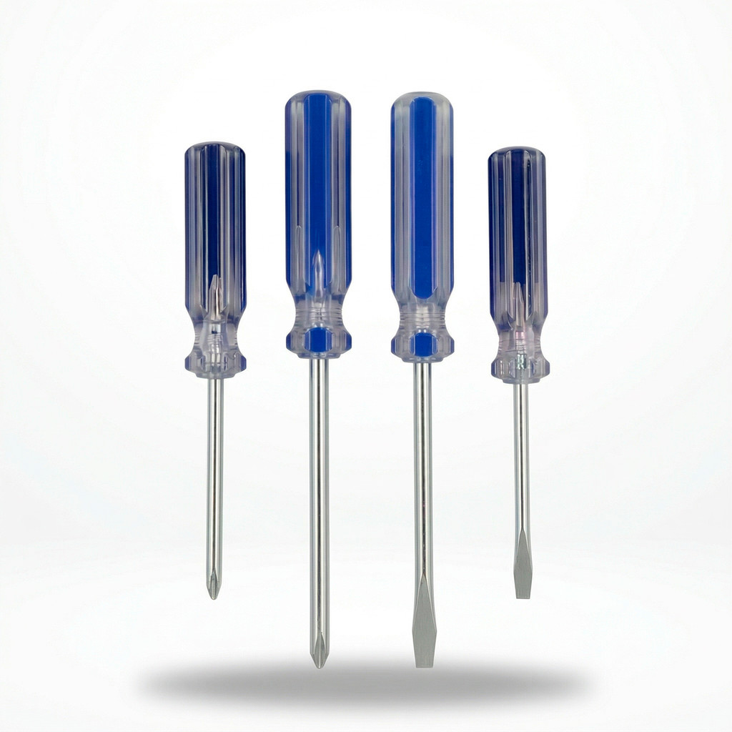 Kit 4 Peças Chave de Fenda e Phillips Ph2x75 Ph2x100 6x100 5x75 Cabo Azul MP218