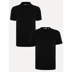 Kit Camiseta e Polo Piquet Dudalina Original Masculina Pretas