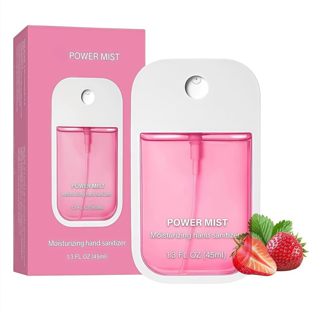 Desinfetante Hidratante para Mãos Power Mist, Tamanho Viagem 45ml/1.5 Fl oz, Portátil, Bonito, Multi-Sabor, Desinfetante