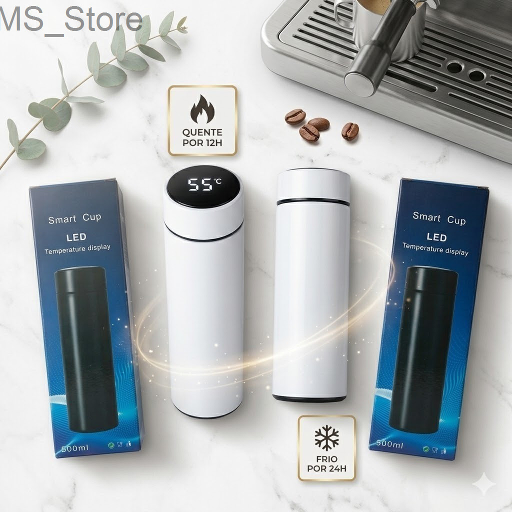 Garrafa Térmica Smart 500ml com Sensor de Temperatura LED DigitalV4OA
