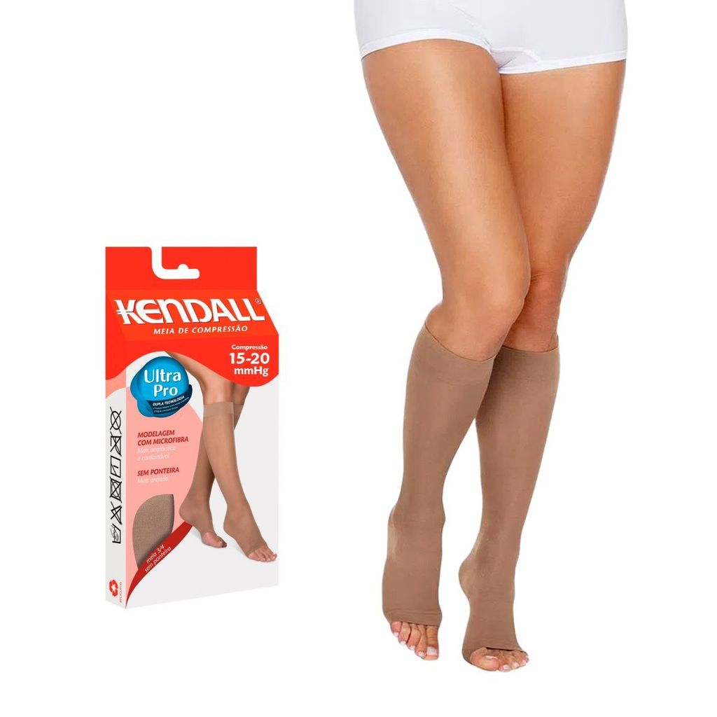 Meia de Compressão Kendall 3/4 15-20mmHg Sem Ponteira