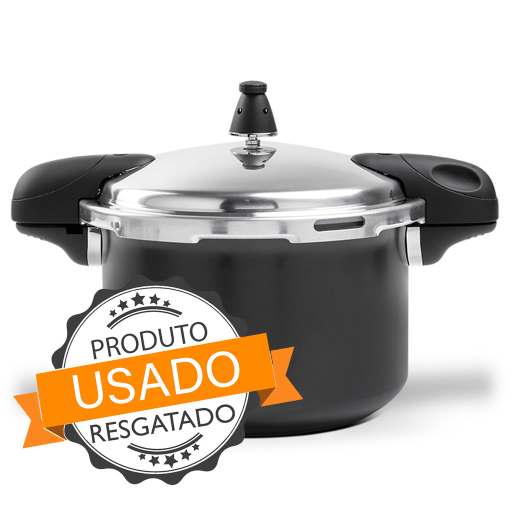 Panela De Pressão 5,4L USADA Brinox Antiaderente Ceramic Life Com Fundo Triplo E Indução Preta - Usada