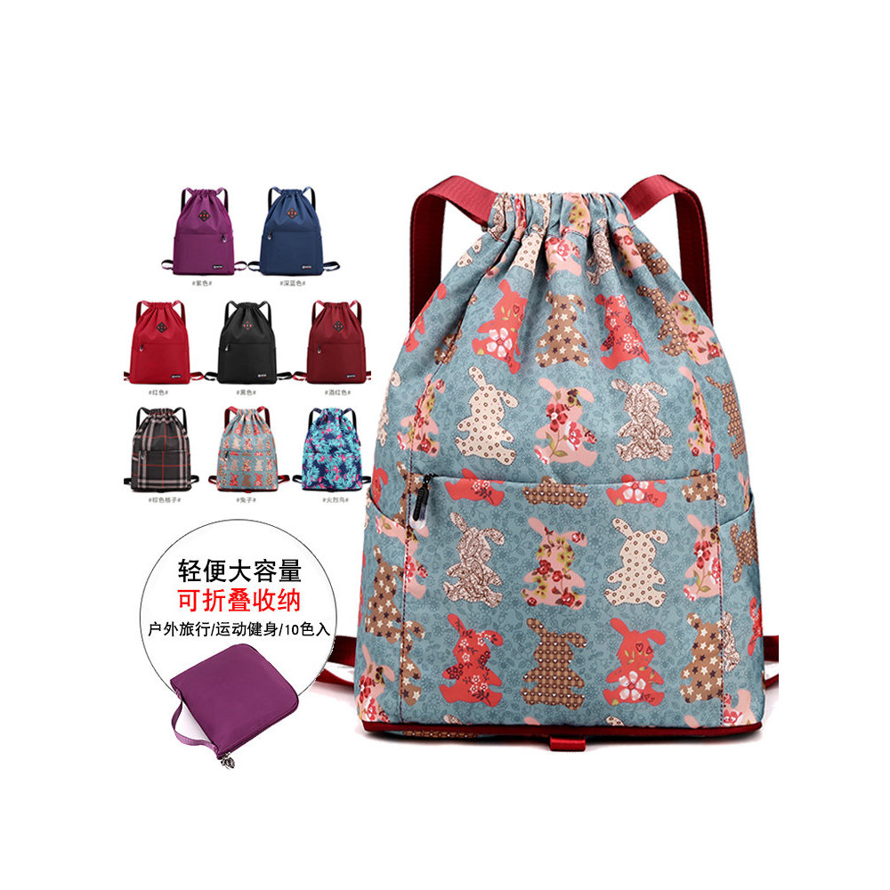 Cordão cordão bolso dobrável mochila 2025 novo estilo feminino mochila de viagem ao ar livre grande capacidade leve saco