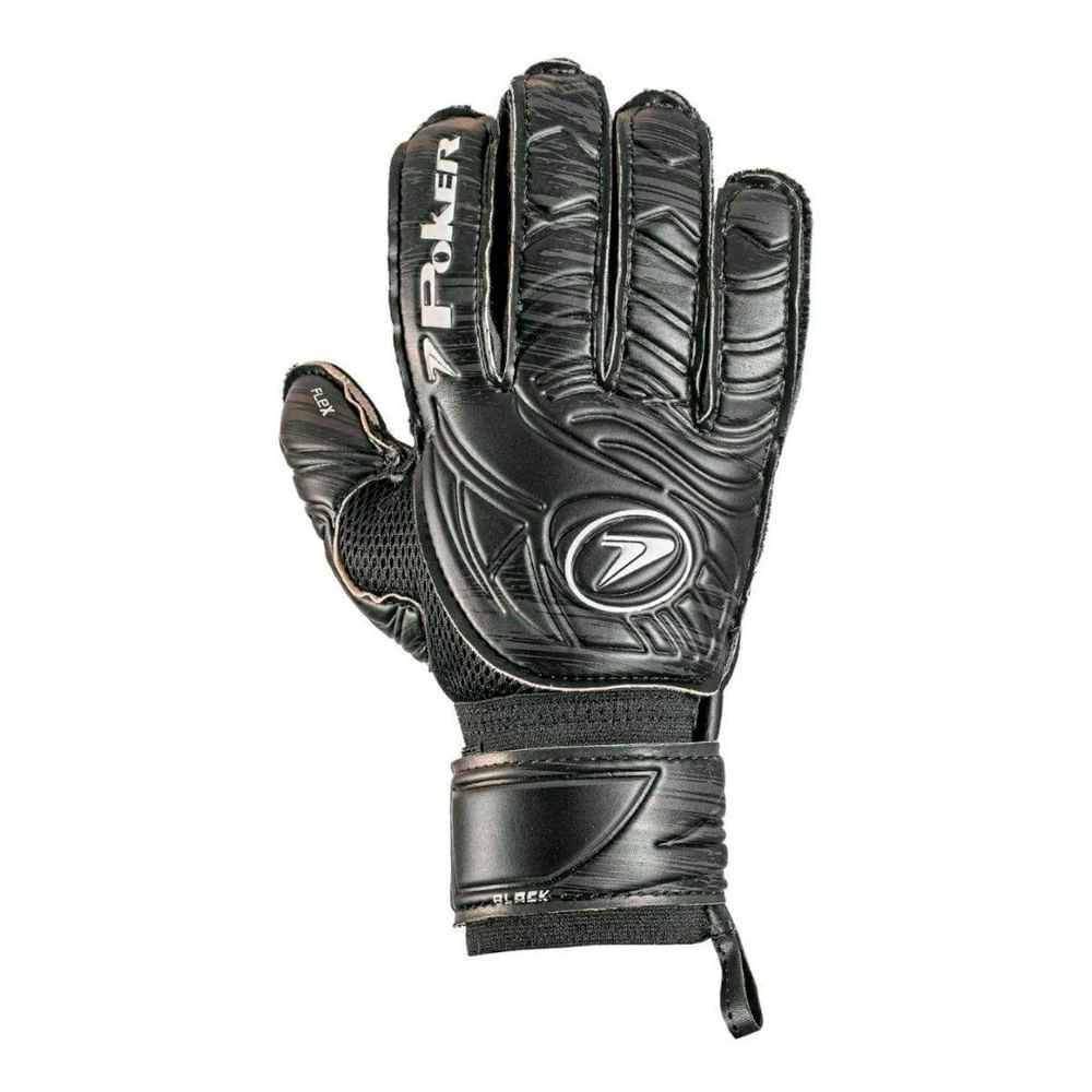 Luva de Goleiro Poker Black Semiprofissional Multiterreno Preto