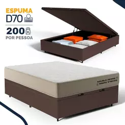 Cama Box Baú com Colchão de Espuma D70 Double Face Ortopédico Double Sense Topazio Casal 138cm