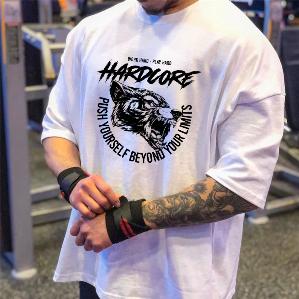 Camiseta Academia Oversized Hardcore Estampado Fio penteado 30.1