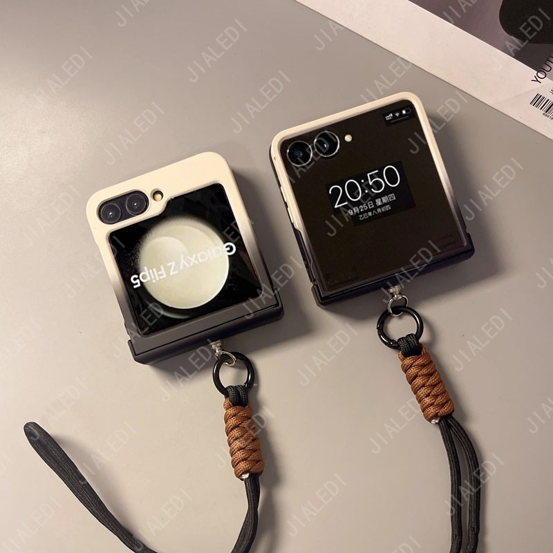 Alça Ajustável Gradiente Cor Dobradiça Caso De Telefone Para Samsung Galaxy Z Flip 7 6 5 4 3 flip6 zflip7 Capa