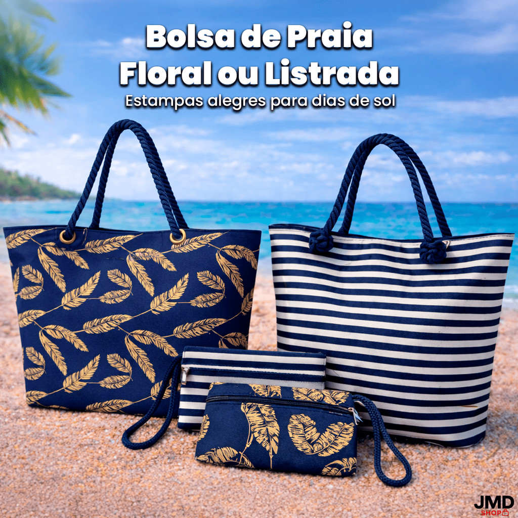 Bolsa De Praia Estilosa E Leve Com Necessaire Alça Trançada